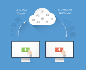 Poster - Modern cloud storage business vector illustration concept