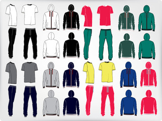Vector set of men's sport clothes. Men's sports suit.