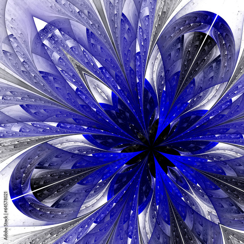 Obraz w ramie Beautiful fractal in blue. Computer generated graphics.