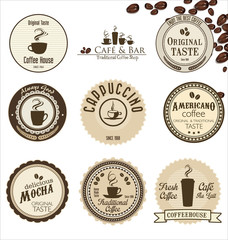 Wall Mural - coffee retro badges collection
