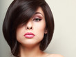 Beautiful bright makeup woman with black short hair