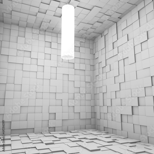 Naklejka - mata magnetyczna na lodówkę Cube room - 3D Render