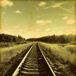 Railroad in grunge and retro style.