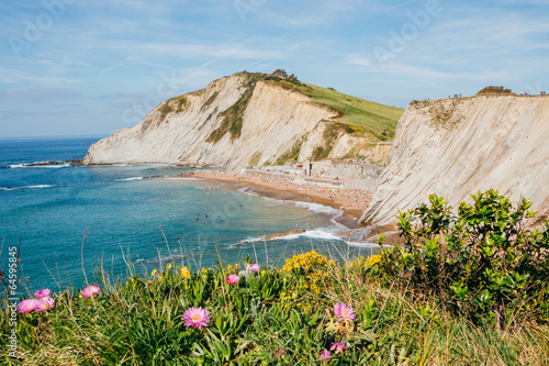 Naklejka samoprzylepna Plaża Echo i flisz w Zumaia, Hiszpania