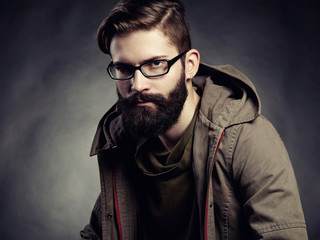 Wall Mural - Portrait of man with glasses and beard