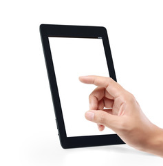 touch screen tablet in hand