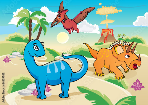 Naklejka samoprzylepna Dinozaury z kreskówek