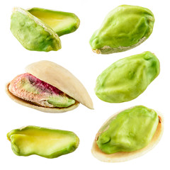 Wall Mural - Pistachios isolated on a white background. Collection