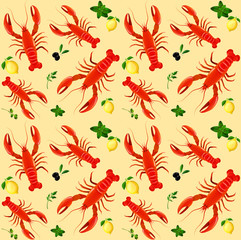 Canvas Print - Lobster seamless pattern