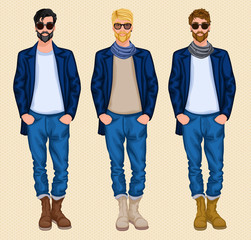 Wall Mural - Hipster man set