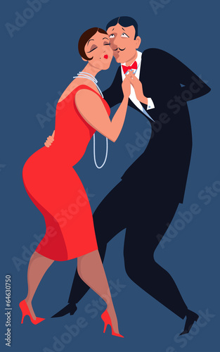 Board z aluminiowym obramowaniem Para ubrana w tańcu tango w 1920 roku