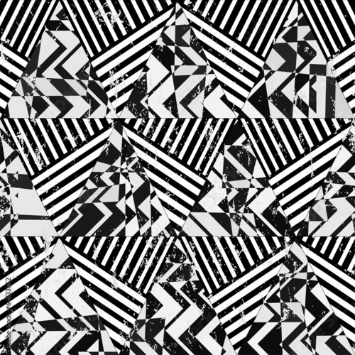 Obraz na płótnie canvas Abstrakcyjne geometryczne grafiki, trójkąty i paski, wektor