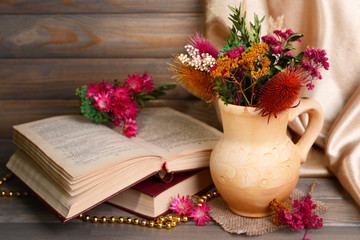 Wall Mural - Beautiful bouquet of bright flowers in pitcher