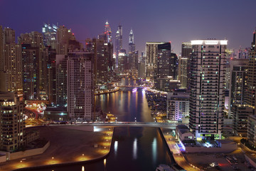 Wall Mural - Dubai Marina illuminated at night. United Arab Emirates