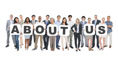 Wall Mural - Group of Business People Holding Word About Us