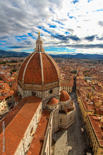 Plakat na papierze fotorealistycznym Florencja: krajobraz z Santa Maria Maggiore kopuła hdr