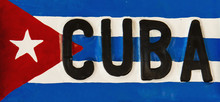 Red-blue-white Cuban Flag On Metal Plate, Cuba, Republic Of Cuba