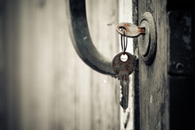Rusty Keys In Old Door Lock