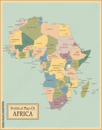 Obraz na płótnie canvas trzyczęściowy "tryptyk" Africa-highly detailed map.layers used.