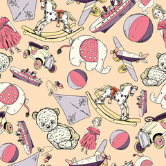 Canvas Print - Toys sketch seamless pattern