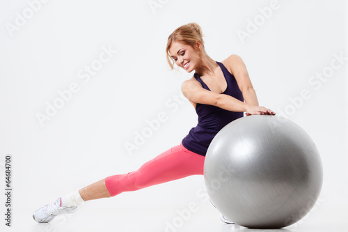 Naklejka samoprzylepna Fitness z piłką gimnastyczną