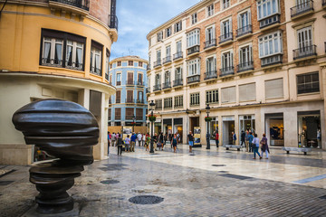 Malaga city in rain, Spain