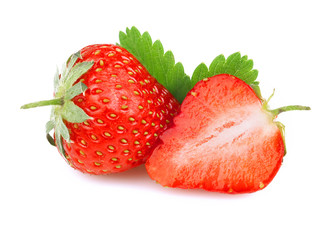 Poster - Ripe strawberry on white background