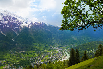Wall Mural - View of Chamonix from top, France