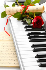 Sticker - background of piano keyboard with flower