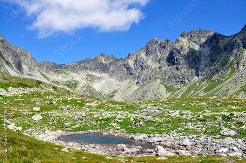 Board z aluminiowym obramowaniem Wysokie Tatry i jezioro, Słowacja, Europa