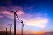 wind turbine silhouette on colorful sunset