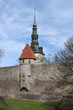 Вид на башню Талли на фоне шпиля церкви Олевисты. Таллин