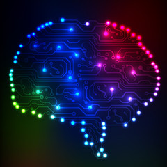Poster - Circuit board computer style brain vector technology background