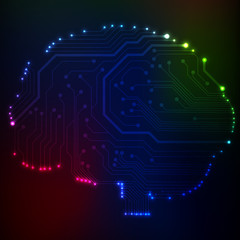 Aufkleber - Circuit board computer style brain vector technology background