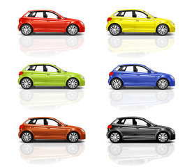 Wall Mural - Collection of 3D Hatcback Cars