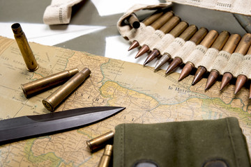 map of Normandy placed on the hood of military vehicle