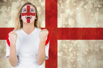Poster - Excited fan england in face paint cheering