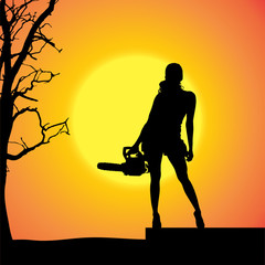 Wall Mural - Vector silhouette of a woman.