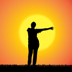 Vector silhouette of woman.