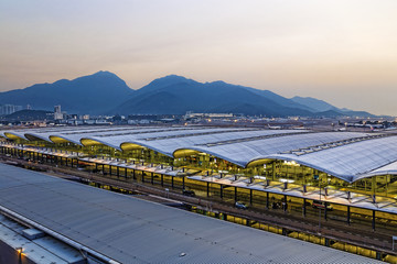 Sticker - Hong Kong International Airport at the evening