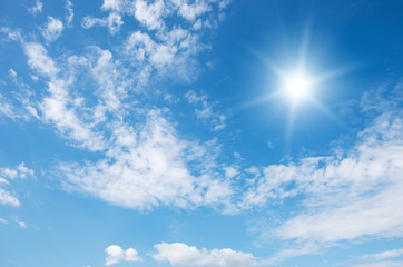 blue sky and sun.