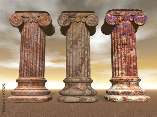 Board z aluminiowym obramowaniem Kamienne kolumny - 3d render