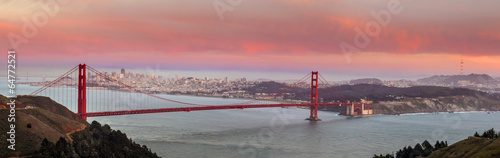 Obraz na płótnie canvas dwuczęściowy "dyptyk" Golden Gate Bridge i centrum San Francisco