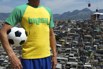 Wall Mural - Brazilian Football Player Soccer Ball Rio Favela Slum