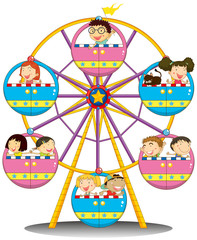 Poster - Happy children riding the ferris wheel