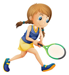 Canvas Print - A young girl playing tennis