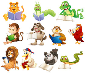 Sticker - A group of animals reading