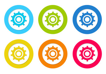Wall Mural - set of rounded icons with gears symbol