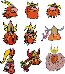 Wall Mural - Comic viking heads