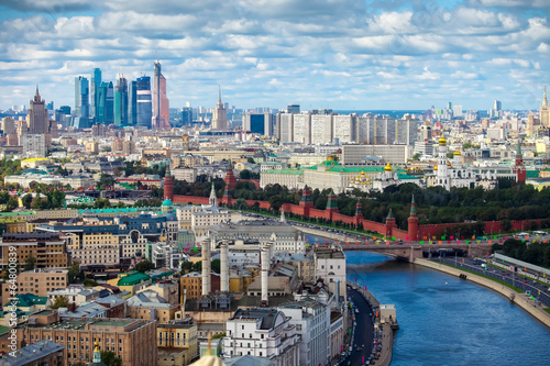 Aerial Moscow city center heart panorama Canvas Print